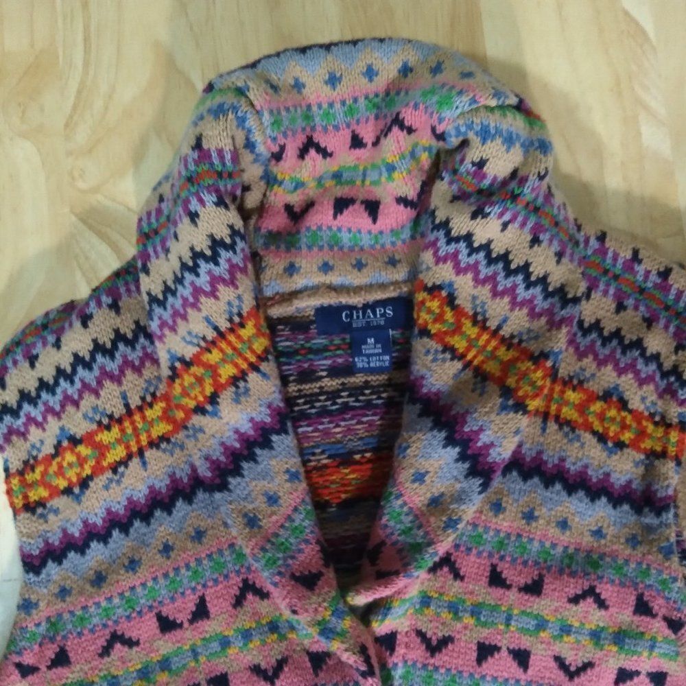 Vintage Chaps Geometric Pattern Vest